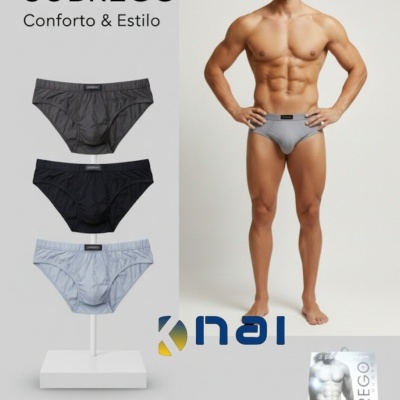 Cueca/Slip Homem 100% Algodão ( caixa 3 unid. )