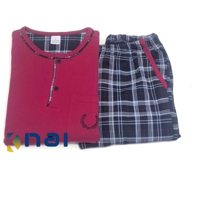 Pijama 100% algodão Cardado c/ Bolso Calça Xadrez