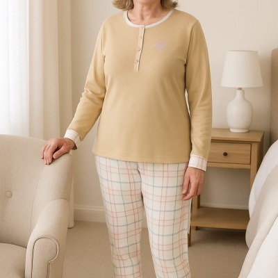 Pijama 100% Algodão Cardado c/ Botões Relax