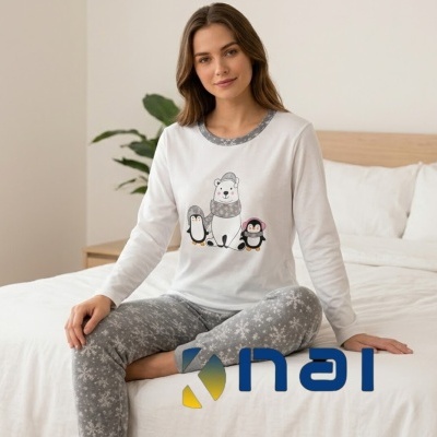 Pijama 100% Algodão Urso Polar e Pinguins