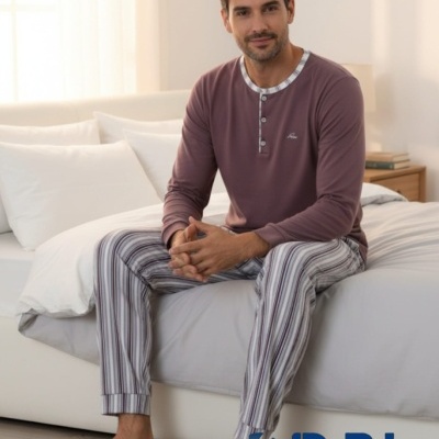 Pijama 100% Algodão Cardado Botões Relax