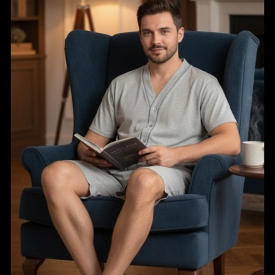 Pijama Camiseiro/Casaco Calção Homem