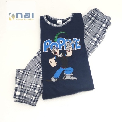 Pijama cardado 100% Algodão Cardado Popeye/ Snoopy