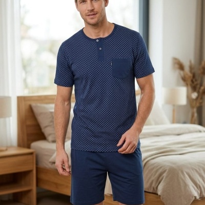 Pijama 100% Algodão  Calção Botões Nai