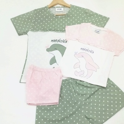 Pijama Calção 100%Algodão Golfinho