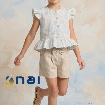 Conjunto Calção Linho Menina