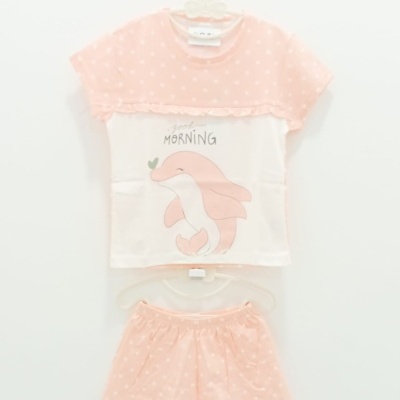 Pijama Calção 100%Algodão Golfinho menina