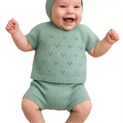 Conjunto Malha Algodão Bebé 3 Peças