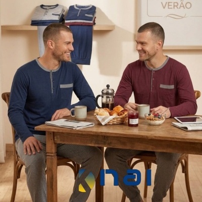 Pijama 100% Algodão Botões Riscas