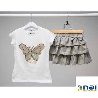 Conjunto Saia Folhos Dourada