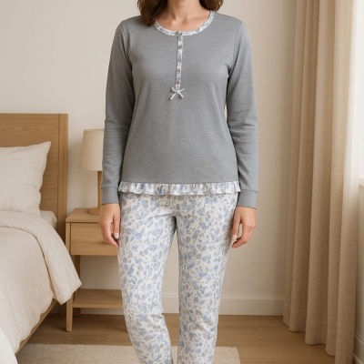 Pijama 100% Algodão Cardado Dotty  Tam. L                                    Vários Modelos