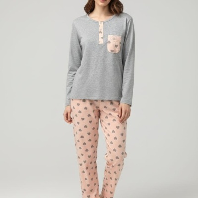 Pijama 100% algodão C/ Botões Corações