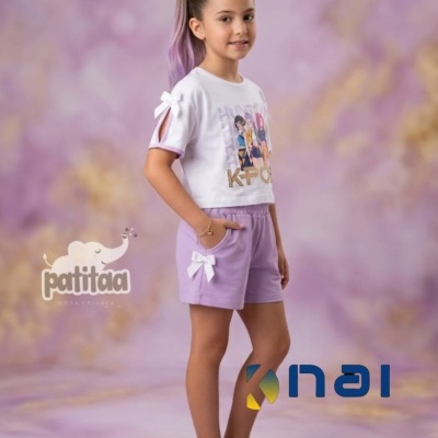 Conjunto Calção com Laços K-Pop