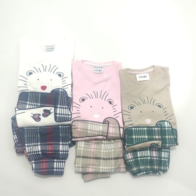 Pijama 100% Algodão Cardado Ouriço Cachecol