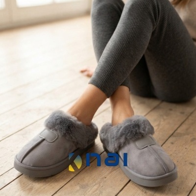 Pantufa Camurça e Pelúcia