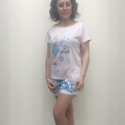 Pijama Calção Floral Flamingo