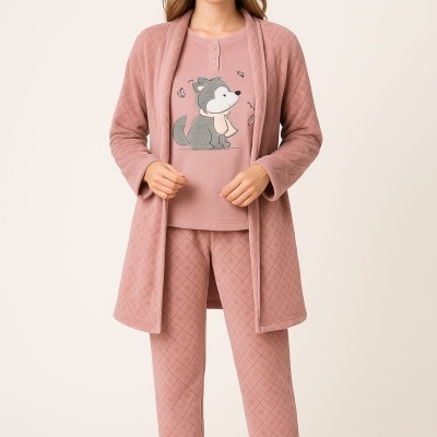 Pijama Veludo cardado 3 peças