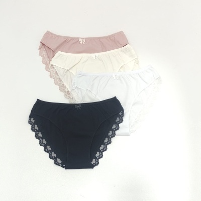 Cueca Lisa Algodão Renda ( pack 4 )