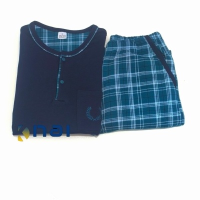 Pijama 100% algodão Cardado c/ Bolso Calça Xadrez