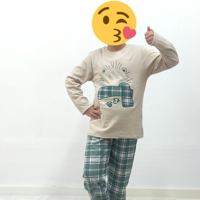 Pijama 100% Algodão Cardado Ouriço Cachecol