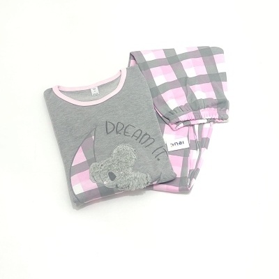 Pijama 100% Algodão Cardado Koala