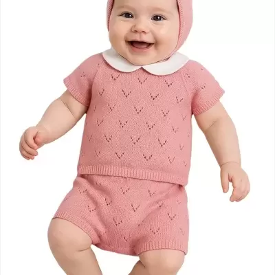 Conjunto Malha Algodão Bebé 3 Peças