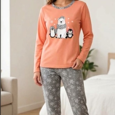Pijama 100% Algodão Urso Polar e Pinguins