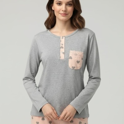 Pijama 100% algodão C/ Botões Corações