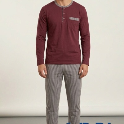 Pijama 100% Algodão Botões Riscas