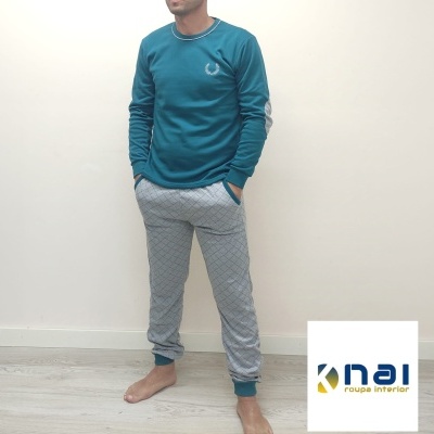 Pijama 100% Algodão Cardado Cotoveleiras