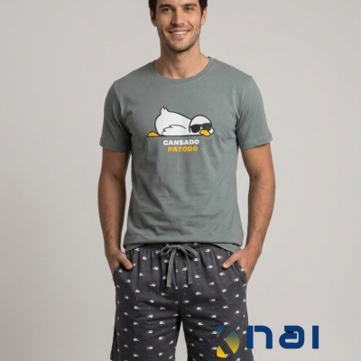Pijama Calção Homem " Cansado Patodo"