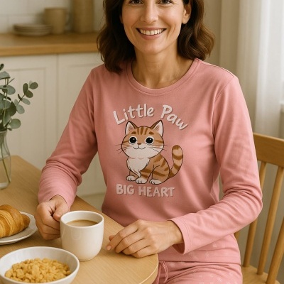 Pijama 100% algodão cardado Gato