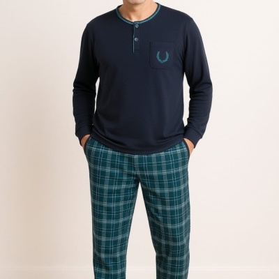 Pijama 100% algodão Cardado c/ Bolso Calça Xadrez