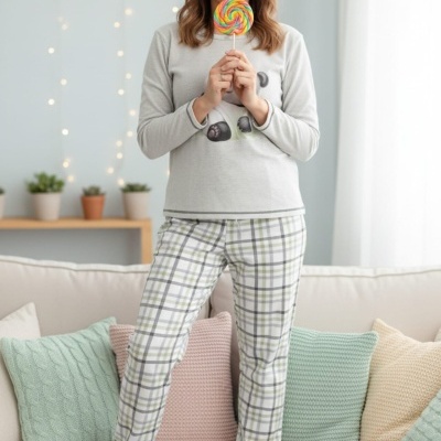 Pijama 100%Algodão cardado Panda