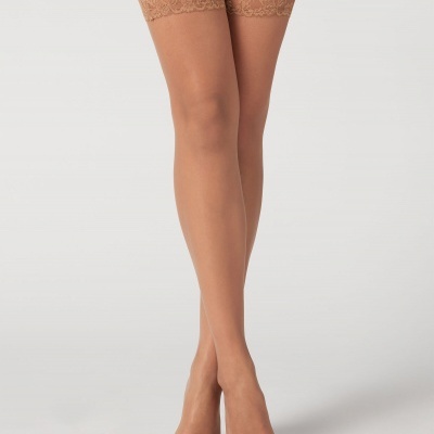 Meia Liga Lycra c/ Renda e Silicone