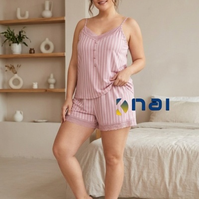 Pijama Calção Alça Fina Riscas