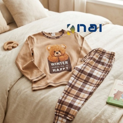 Pijama 100% Algodão Cardado Ursinho