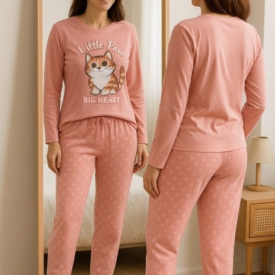 Pijama 100% algodão cardado Gato