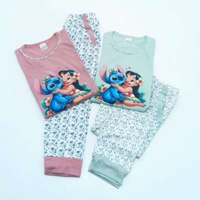 Pijama 100% Algodão menina Stitch