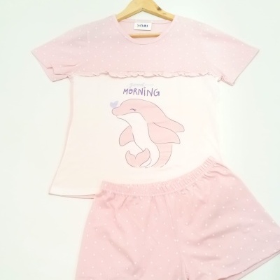 Pijama Calção 100%Algodão Golfinho