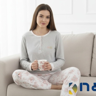 Pijama 100% Algodão Cardado Relax Floral