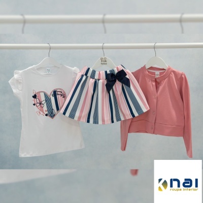 Conjunto 3 Peças - Saia Riscas