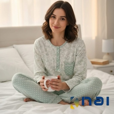 Pijama 100%Algodão cardado Botões JM