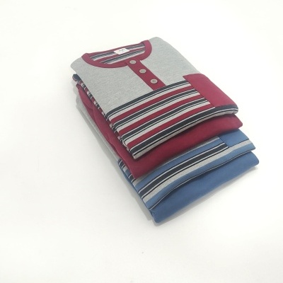 Pijama 100% Algodão Cardado Riscas Botão