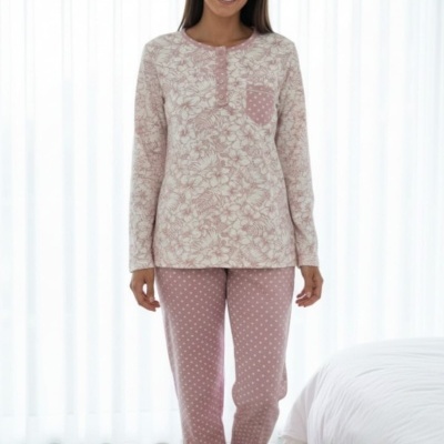 Pijama 100%Algodão cardado Botões JM