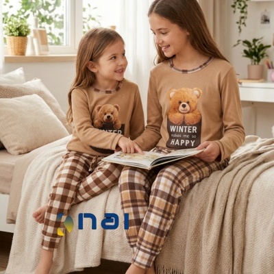 Pijama 100% Algodão Cardado Ursinho