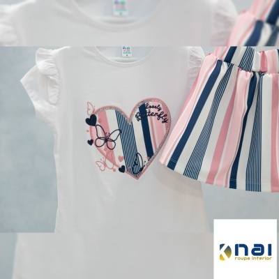 Conjunto 3 Peças - Saia Riscas