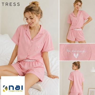 Pijama Camiseiro 100% Algodão Tress