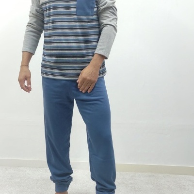 Pijama 100% Algodão Cardado Riscas