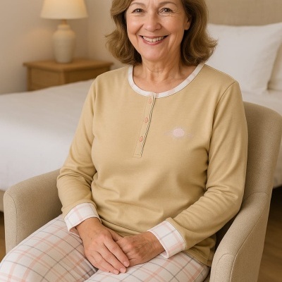 Pijama 100% Algodão Cardado c/ Botões Relax